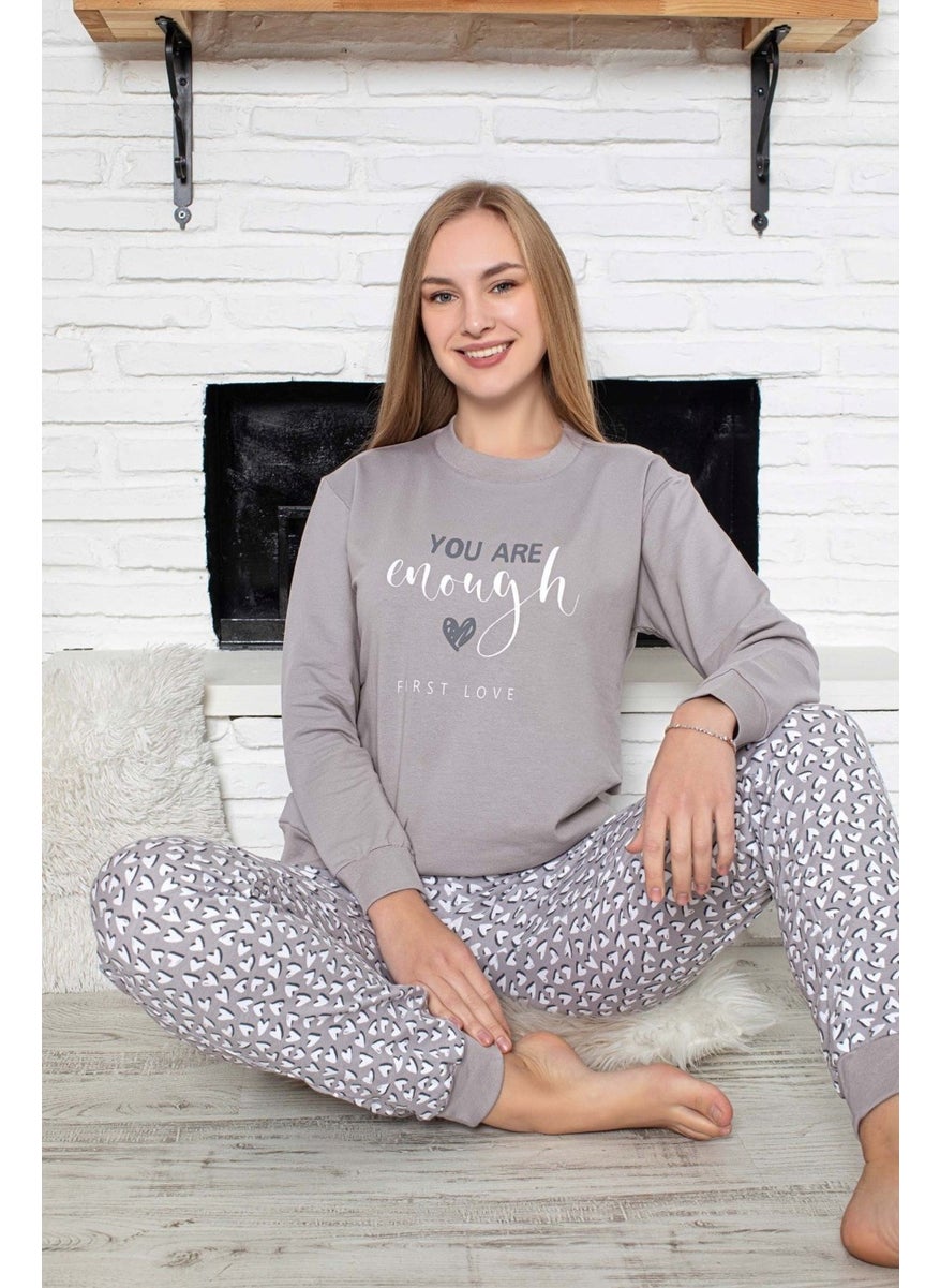 Bie's Women's Crew Neck Wrist Cuff/Elastic 2 Yarn Pocket Winter Jogger Tracksuit Pajama Set Homewear  - Image 2