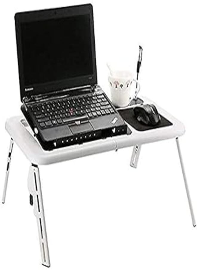 OR Adjustable Folding Laptop Table Laptop Stand Laptop Desk with 2 USB Cooling Fans Mouse 