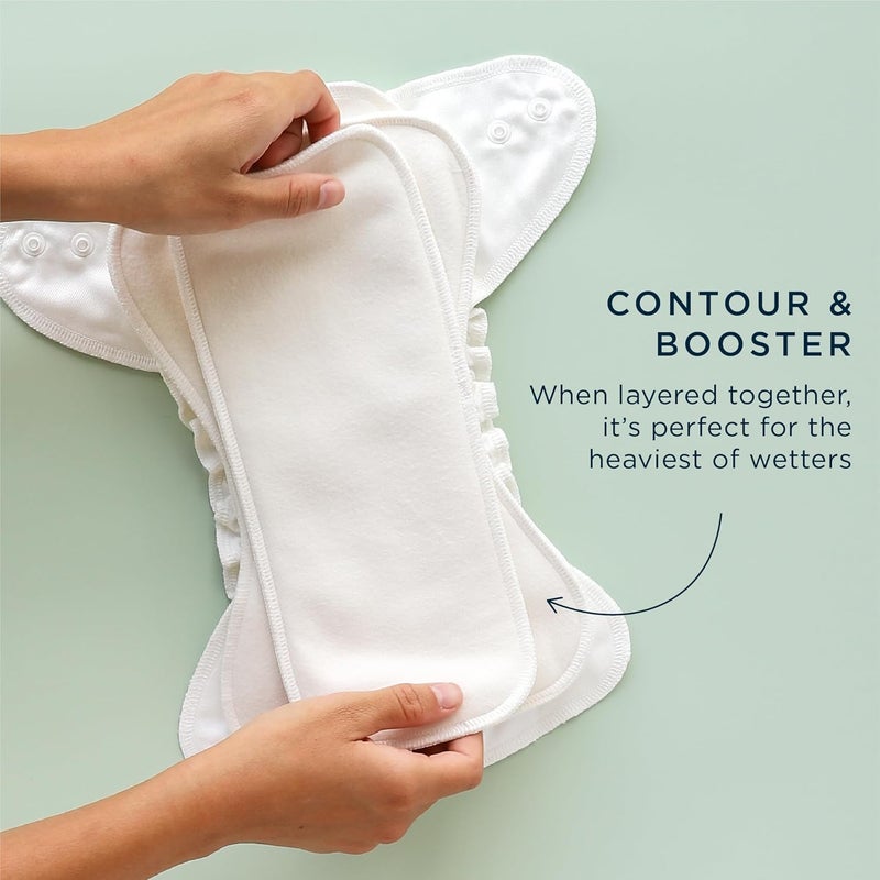 Esembly Ultra Absorbent Overnight Hemp Cloth Diaper Booster Inserts with Stay-Dry Fleece – Reusable Nighttime Doublers for Heavy Wetters – Size 1, 1 Set (1 Contours and 1 Boosters) - Image 5