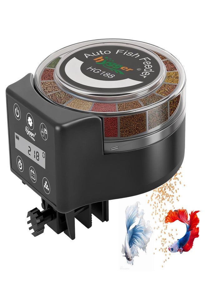 hygger Automatic Fish Feeder for Aquarium: Auto Fish Food Dispenser with LED Display & Timer, Precision Auto Aquarium Vacation Feeder for Fishes with 3 AA Batteries for Betta Turtle Goldfish - Image 1