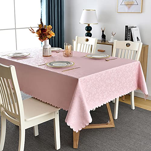 Romanstile Rectangle Vinyl Tablecloth,100% Waterproof Heavy Duty Oil Spill Proof Stain Resistant Plastic PU Table Cover with Flannel Backing for Kitchen, Dining (Rose Pink, 60 x 102) - Image 5