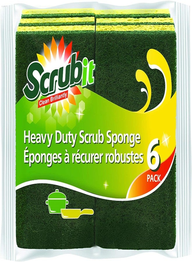 SCRUBIT إسفنجة تنظيف ثقيلة من Scrub-it - إسفنجات فرك للاستخدام في المطبخ، الحمام والمزيد - 6 عبوات - Image 1