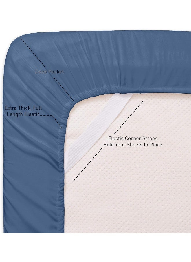 Sweet Home Collection Queen Size Bed Sheets - Breathable Luxury Sheets with Full Elastic & Secure Corner Straps Built In - 1800 Supreme Collection Extra Soft Deep Pocket Bedding Set, Sheet Set, Queen, Denim  - Image 1