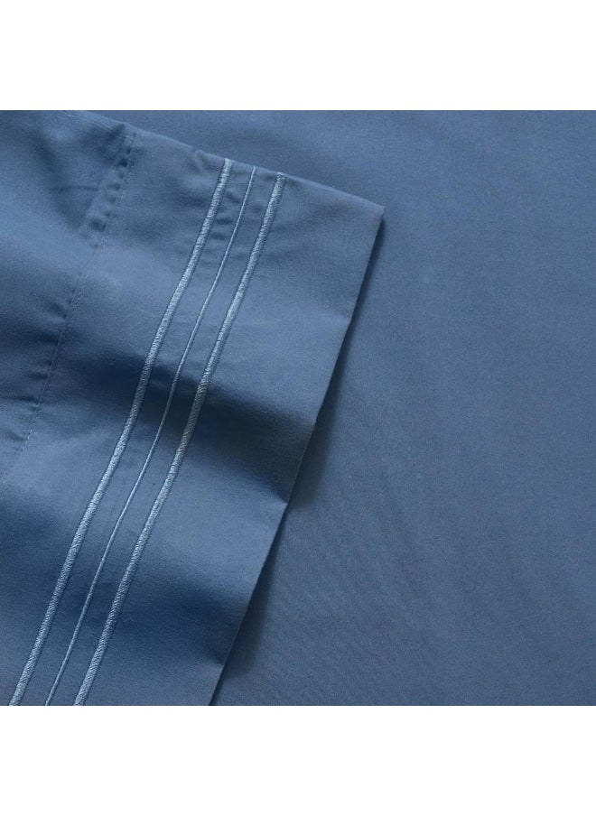 Sweet Home Collection Queen Size Bed Sheets - Breathable Luxury Sheets with Full Elastic & Secure Corner Straps Built In - 1800 Supreme Collection Extra Soft Deep Pocket Bedding Set, Sheet Set, Queen, Denim  - Image 3