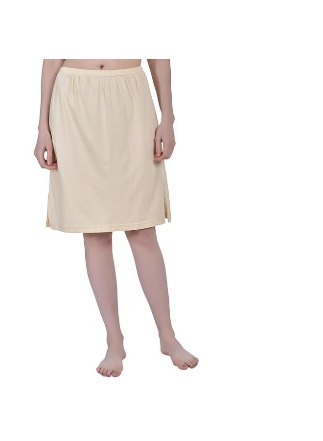 Aimly Women's Cotton Knee Length Skirt - Beige (Pack of 1) - Image 1