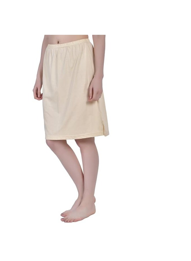 Aimly Women's Cotton Knee Length Skirt - Beige (Pack of 1) - Image 3