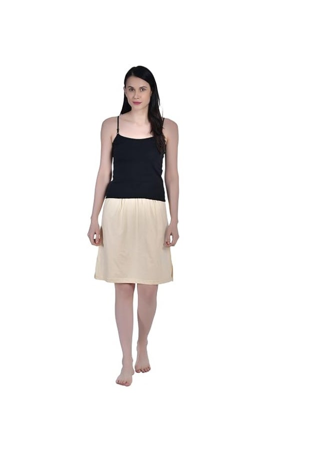 Aimly Women's Cotton Knee Length Skirt - Beige (Pack of 1) - Image 2