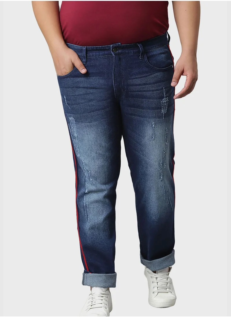 Instafab Plus Jeans with Side Stripes