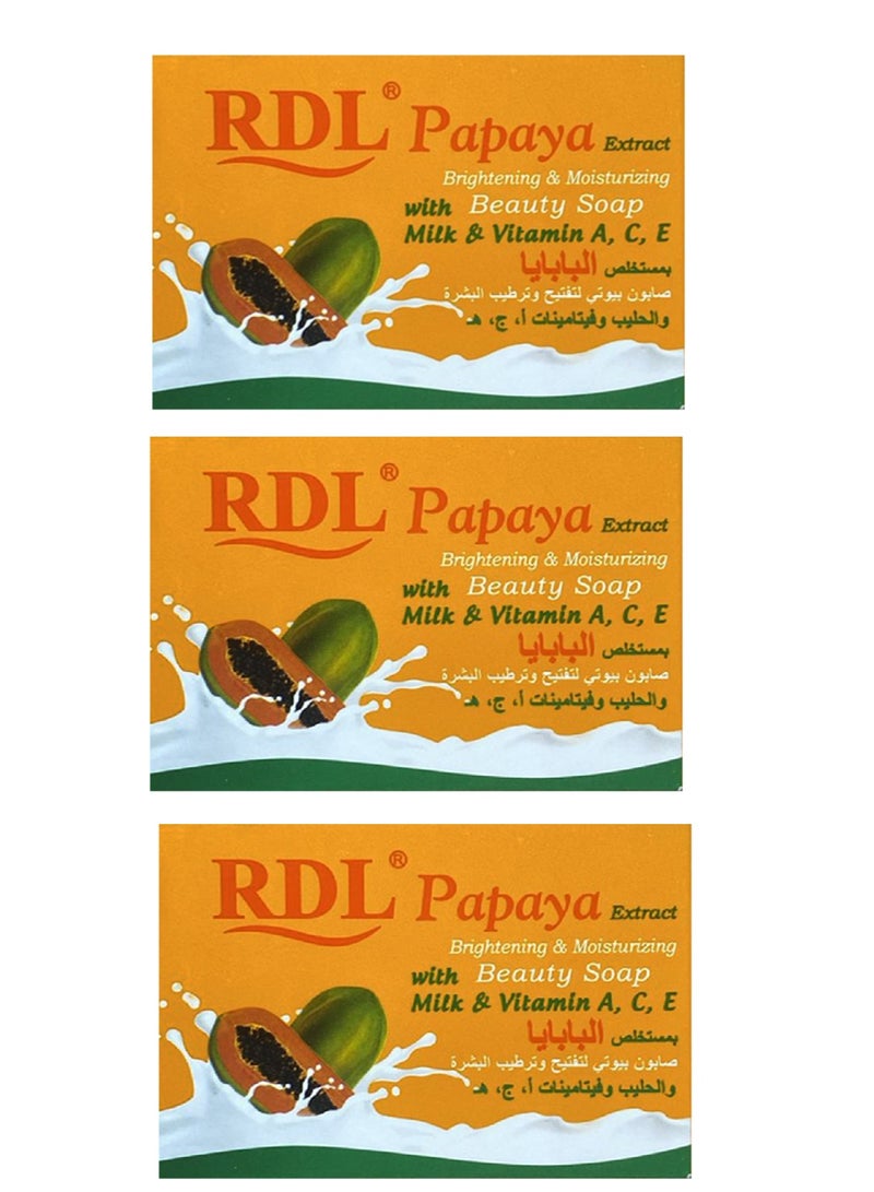 ار دي ال 3 قطع من صابون بيوتي تفتيح وترطيب البشرة بخلاصة البابايا و الحليب 128 جم - Image 1