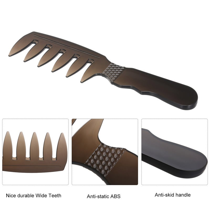Detangling Comb: Black ABS Plastic, Anti-Static Heat-Resistant - Wide Teeth Hair Styling Tool for Thick Curly Hair, Salon Home Use - Image 3