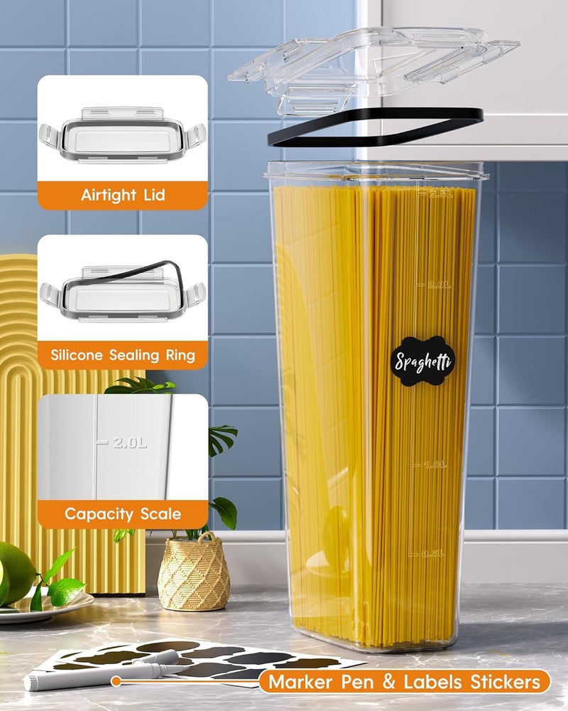 KEMETHY 30 PCS Airtight Food Storage Containers with Lids, Kitchen Pantry Organization and Storage, BPA-Free Plastic Scale Food Canisters for Cereal, Flour, Sugar, Dry Food, Include Labels & Marker - Image 3