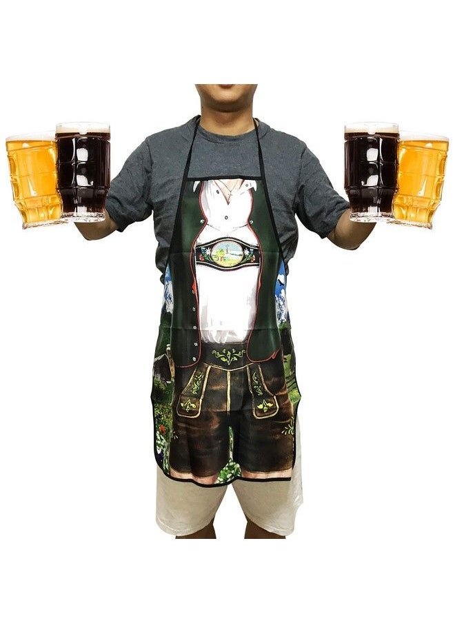 MOMOONNON - Creative Bavarian Tracht Apron Lederhosen Apron Oktoberfest Bavarian Funny Apron Kitchen Cooking Grilling Bbq Baking Apron For Men - Image 1