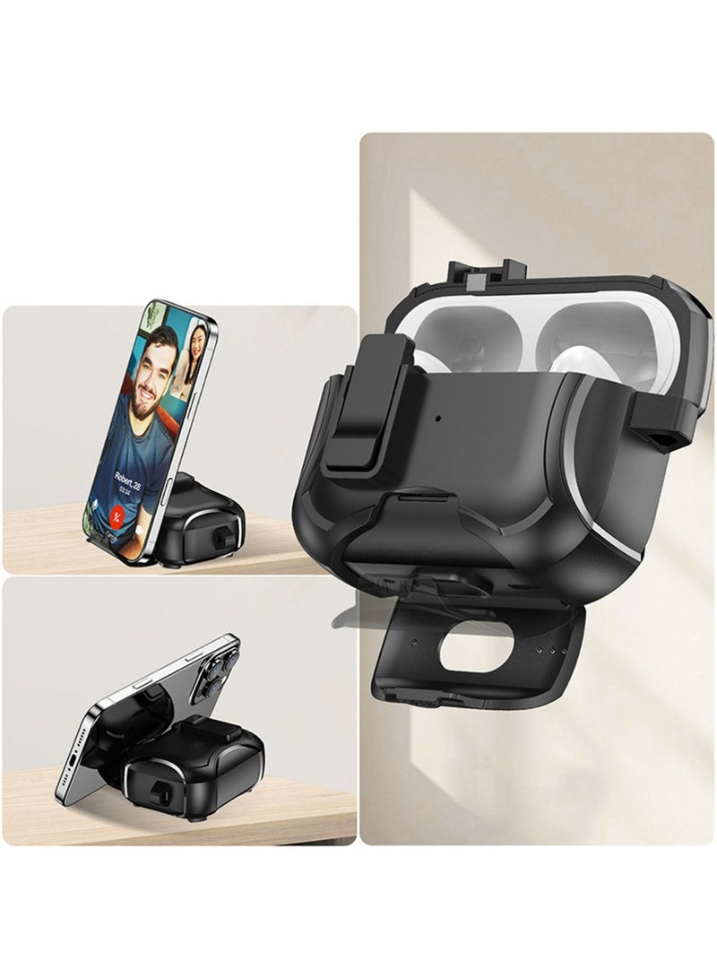 X-level 3 in 1 AirPods 4 Case,Cover with Keychain, Hard Shell Protective Armor with Lock and Stand Design, Compatible with AirPods 4 Generation Case Black - Image 4