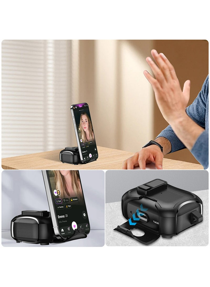 X-level 3 in 1 AirPods 4 Case,Cover with Keychain, Hard Shell Protective Armor with Lock and Stand Design, Compatible with AirPods 4 Generation Case Black - Image 3