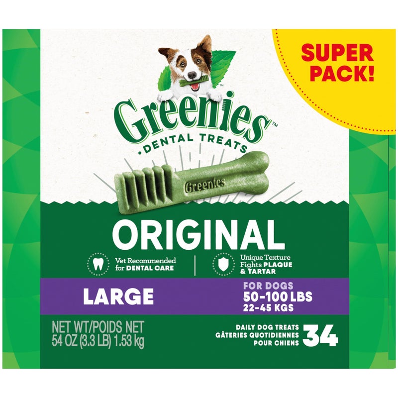 Greenies Original Large Dental Dog Treats 54 oz Pack 34 Treats