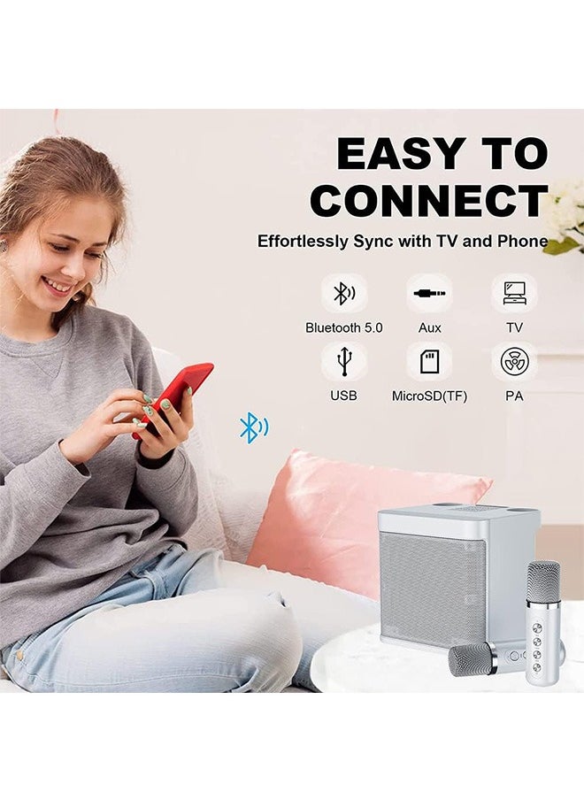 Garlo - Karaoke Machine with 2 Wireless Microphones for Adults, Kids Portable Bluetooth Speaker PA System, Singing Machine with Echo and Vocal Cut, Supports TF, AUX-in, for Home Party, Meeting - Image 1