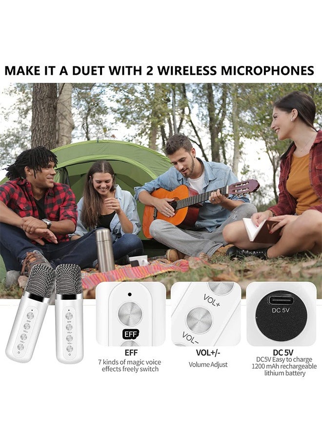 Garlo - Karaoke Machine with 2 Wireless Microphones for Adults, Kids Portable Bluetooth Speaker PA System, Singing Machine with Echo and Vocal Cut, Supports TF, AUX-in, for Home Party, Meeting - Image 1
