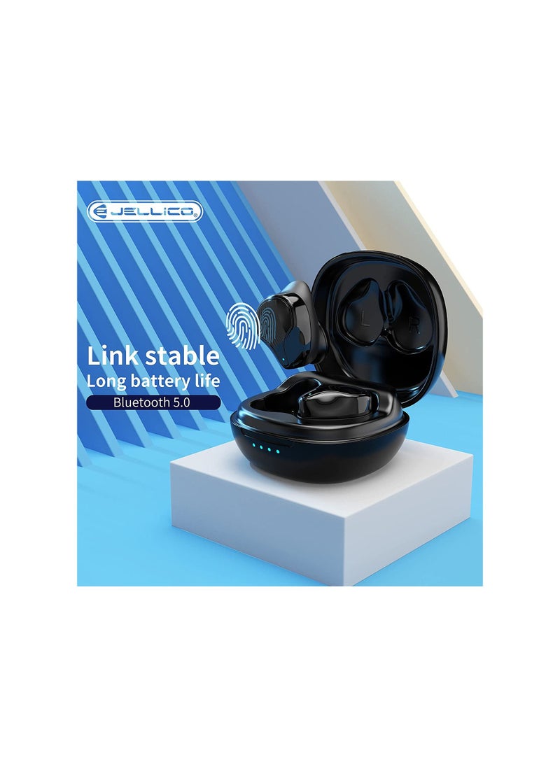 Jellico - Tws7 Bluetooth Truly Wireless In Ear Earbuds With Mic Upto 12 Hours Playback, Lightweight With Stereo Calling Feature (Black) - Image 1