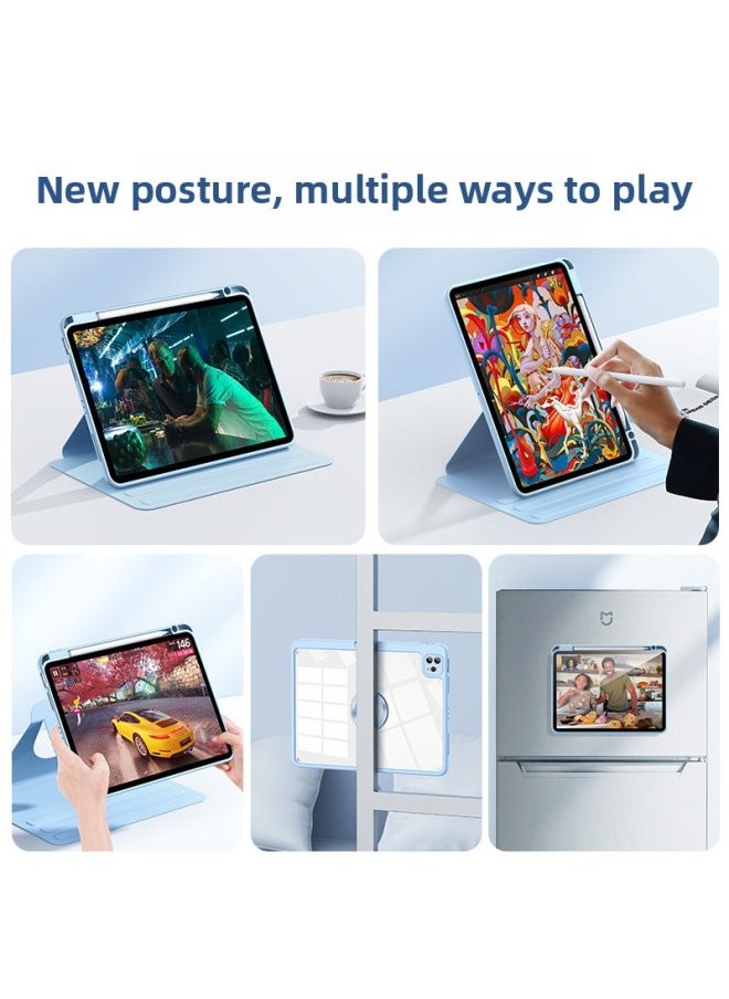 Generic - For 2025 Apple Ipadpro 11 Inch Magnetic Split Protective Case With Pen Slot Air7 Anti-fall 10.2 Rotation-Color:sky Cloud Blue-Applicable Model:Ipad7/8/9 Generation (10.2 Inches) - Image 1