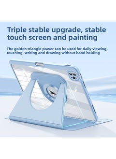 Generic For 2025 Apple Ipadpro 11 Inch Magnetic Split Protective Case With Pen Slot Air7 Anti-fall 10.2 Rotation-Color:sky Cloud Blue-Applicable Model:Ipad7/8/9 Generation (10.2 Inches)  - Image 3