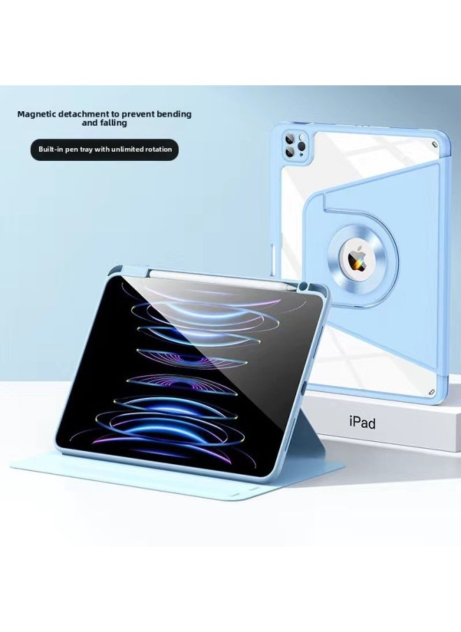 Generic - For 2025 Apple Ipadpro 11 Inch Magnetic Split Protective Case With Pen Slot Air7 Anti-fall 10.2 Rotation-Color:sky Cloud Blue-Applicable Model:Ipad7/8/9 Generation (10.2 Inches) - Image 1