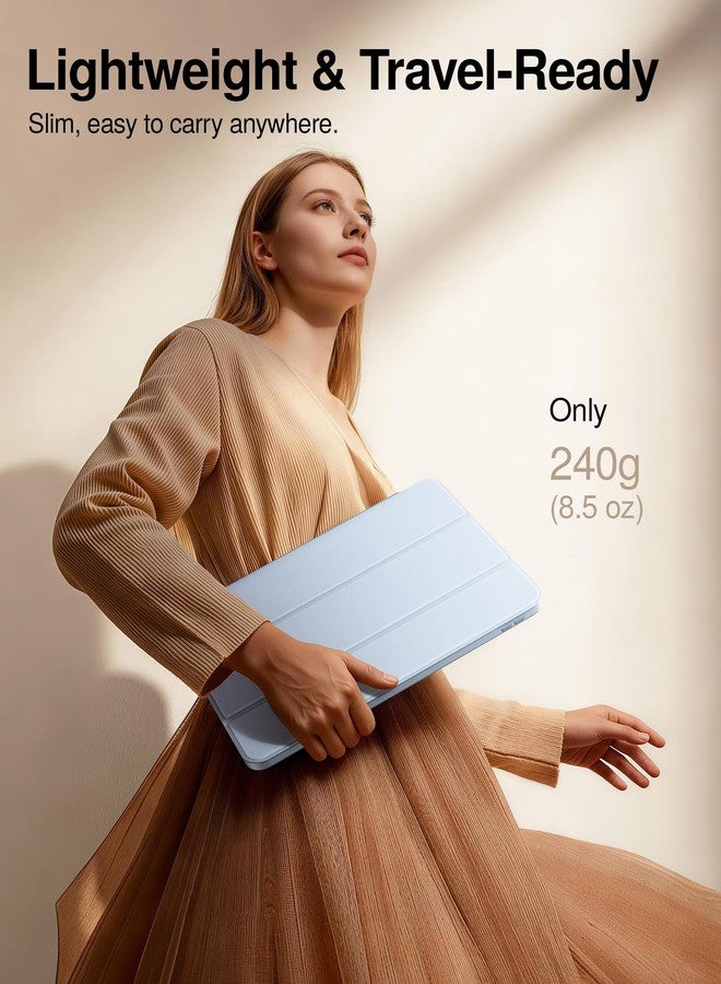 Smartdevil Case for iPad Pro 11-inch 2024 (M4, 7th Gen) with Pencil Holder, Slim Trifold Stand Cover with Clear Hard Back, Anti-Bend Protection, Auto Wake/Sleep, Supports Touch ID - Sky Blue - Image 4