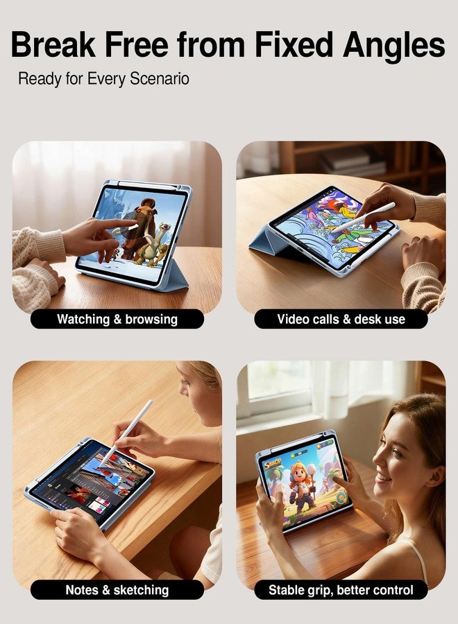 Smartdevil Case for iPad Pro 11-inch 2024 (M4, 7th Gen) with Pencil Holder, Slim Trifold Stand Cover with Clear Hard Back, Anti-Bend Protection, Auto Wake/Sleep, Supports Touch ID - Sky Blue - Image 3