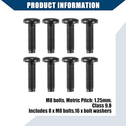 Hihaha Windshield Frame Bolts & Hinge Torx Screws for Jeep Wrangler JK 2007-2018 / M8 Torx Screws Bolts for Pillars/Durable Metal / 8 Pcs Black - Image 5