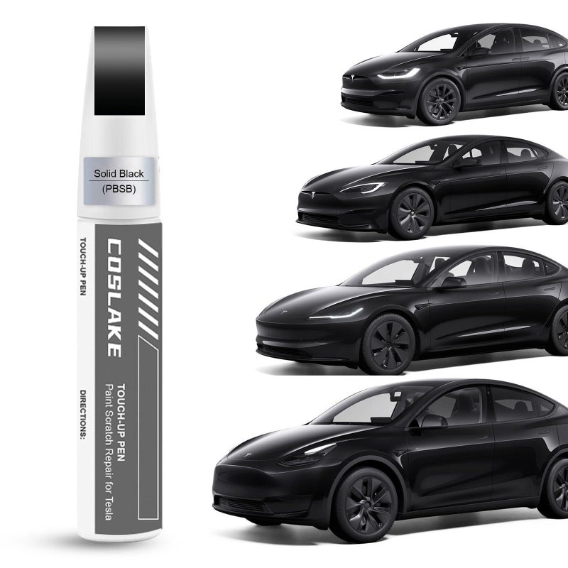 COSLAKE Car Touch Up PaintSolid BlackPBSB for Tesla Model Y3SX 2 in 1 DIY Car Paint Scratch Repair Kit with Pen Tip Brush Scratch Remover Pen with ColorMatched for Tesla