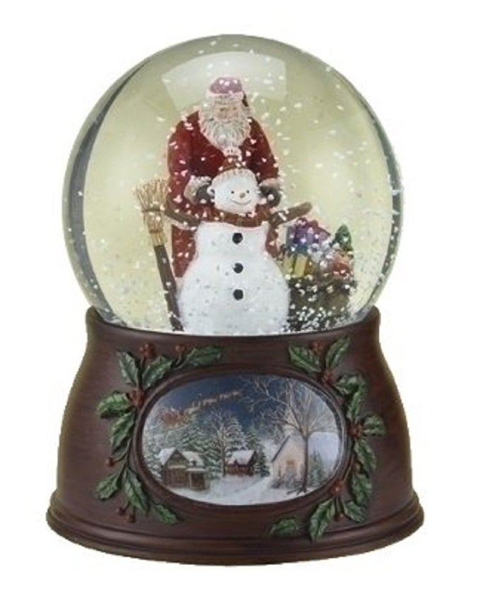 CHRISTMAS MUSICAL REVOLVING SANTA CLAUS AND SNOWMAN SNOW GLOBE GLITTERDOME PLAYS HAVE YOURSELF A MERRY LITTLE CHRISTMASMULTICOLORED5 INCH