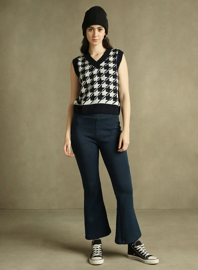 Dennis Lingo Navy Women's Navy 100% Acrylic Textured Regular Fit Sweater for Women | Best Price UAE