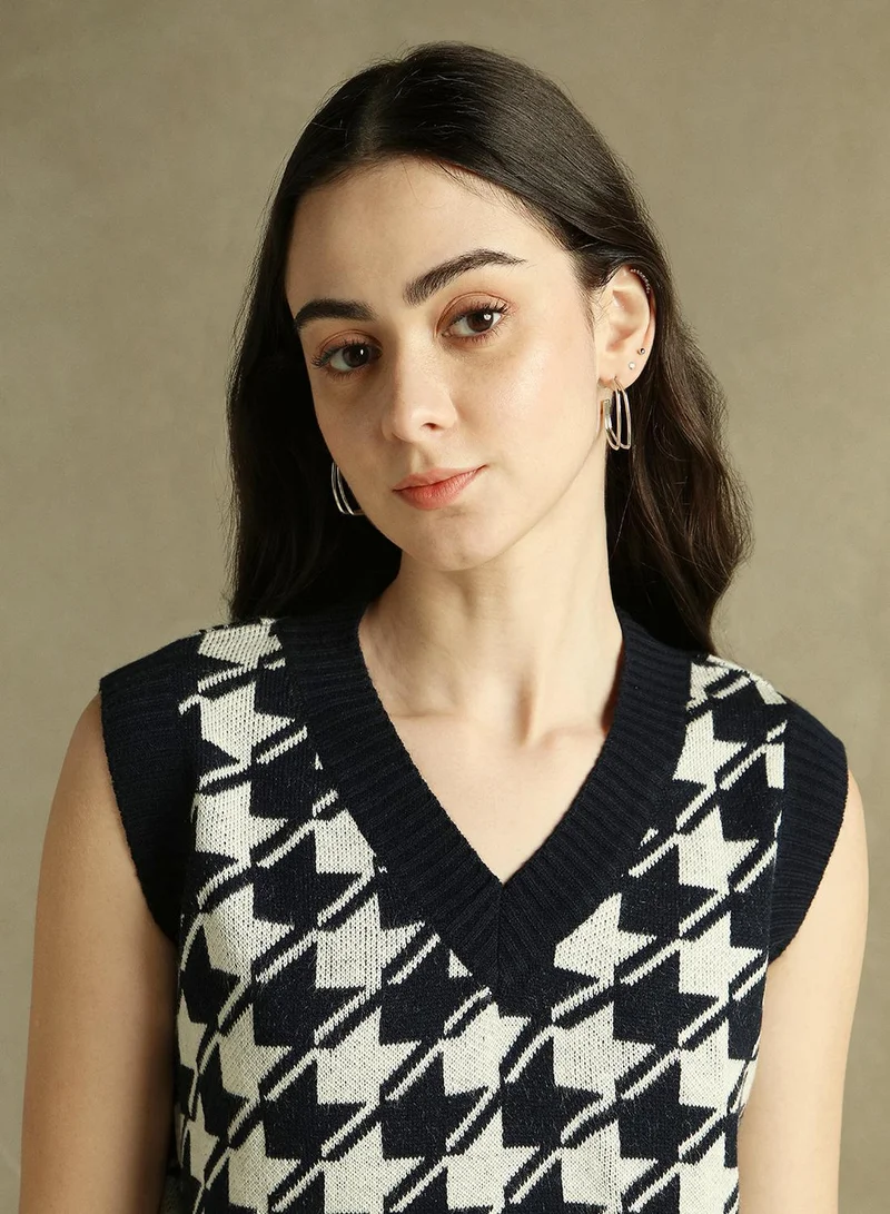 Dennis Lingo Navy Women's Navy 100% Acrylic Textured Regular Fit Sweater for Women | Best Price UAE