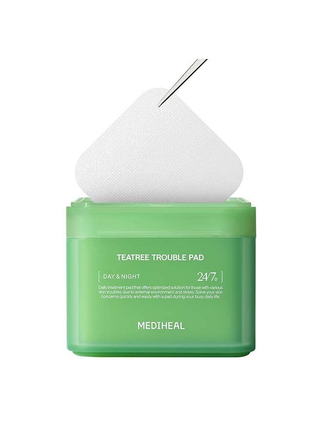MEDIHEAL Teatree Trouble Pad | Square Cotton Facial Toner Pads With Tea Tree & Lactobacillus | Soothing Pads To Calm Sensitive & Acne Prone Skin-| Vegan Face Gauze Pads | 100 Pads  - Image 1