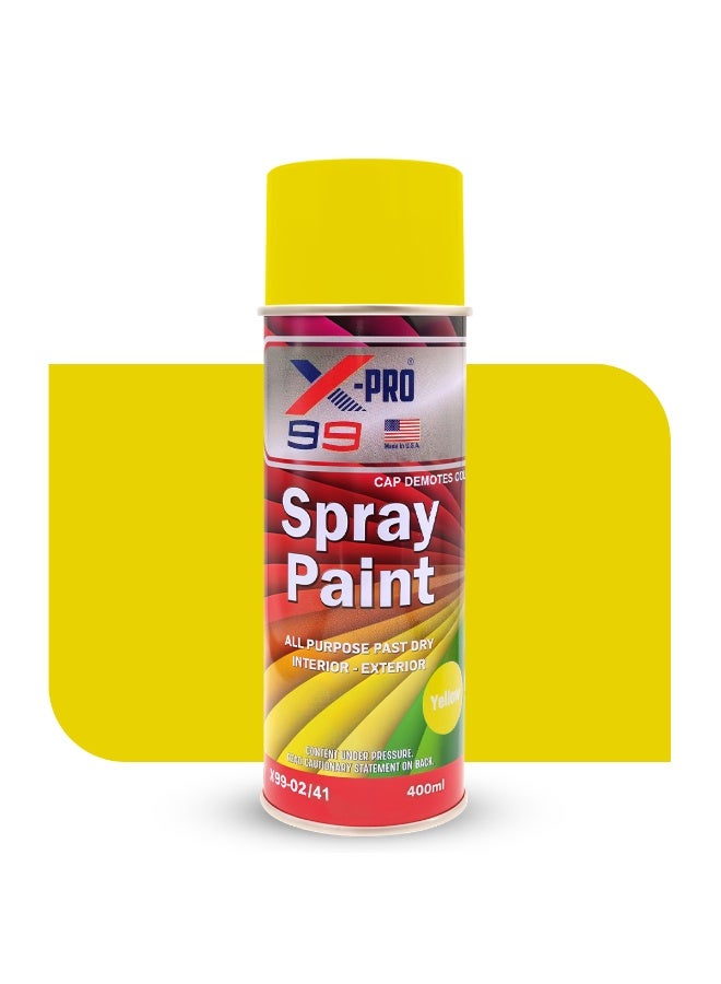 X Pro 99 X-99 PRO Yellow   Spray Paint 450ml Transparent Gloss Finish Fast Dry Multi Surface Interior Exterior Coating - Image 1