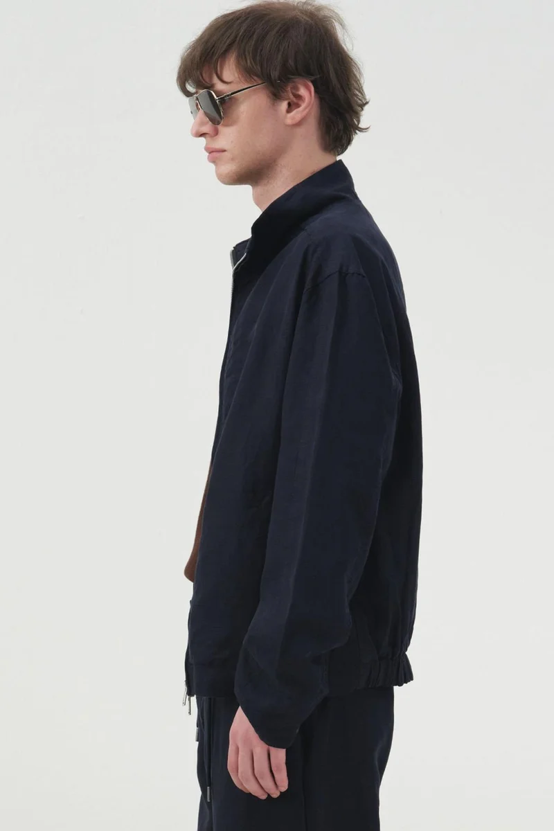 Giesto Navy Blue GIESTO Men's Solid Woven Jacket With Zipper Collar for Men | Best Price UAE