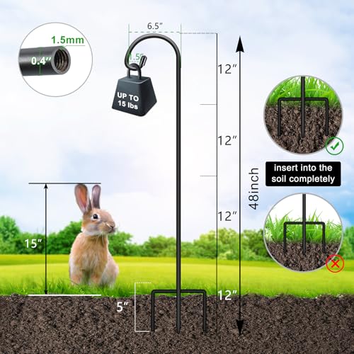 FEED GARDEN Adjustable 48 Inch Small Shepherd Hooks for Outdoor, Garden Hook for Lanterns, Shepard Hooks for Hanging Plants, Bird Feeders, Solar Lights, Mason Jars, Weddings Decor,2 Pack - Image 2