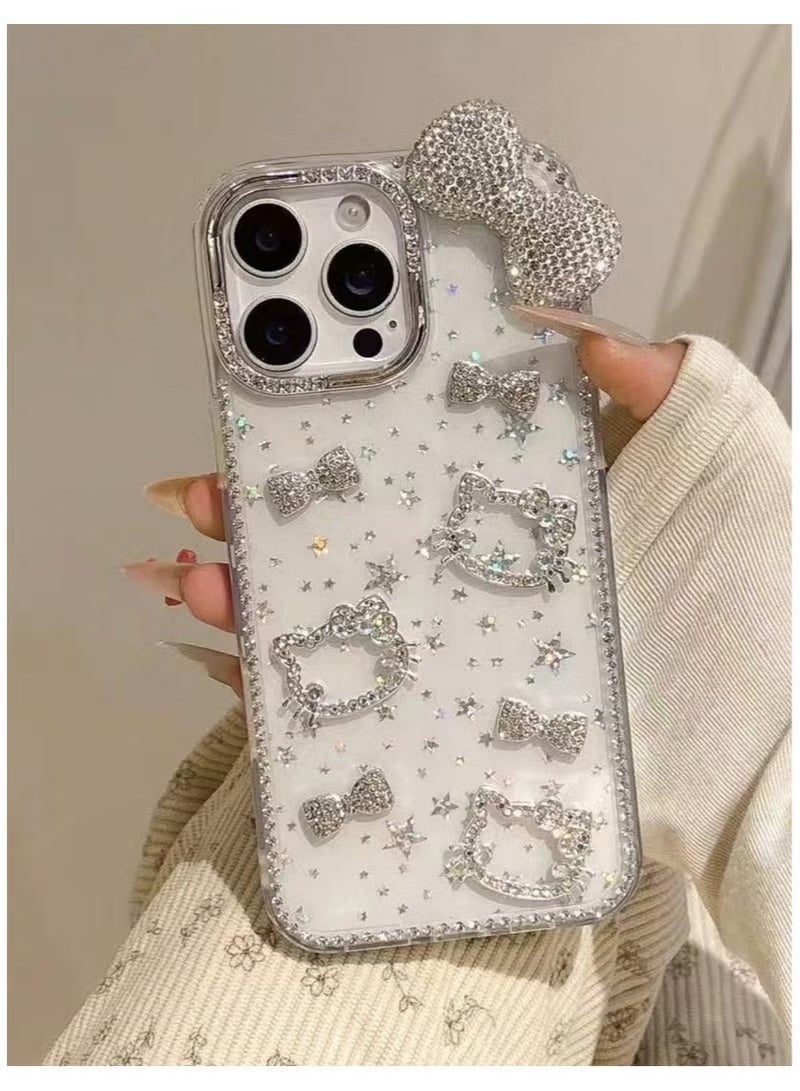 Hello Kitty iPhone 16 Pro Max case with shiny rhinestones adds a luxurious and elegant touch to your phone. - Image 1