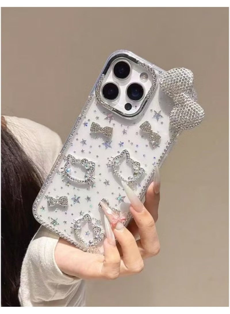 Hello Kitty iPhone 16 Pro Max case with shiny rhinestones adds a luxurious and elegant touch to your phone. - Image 2