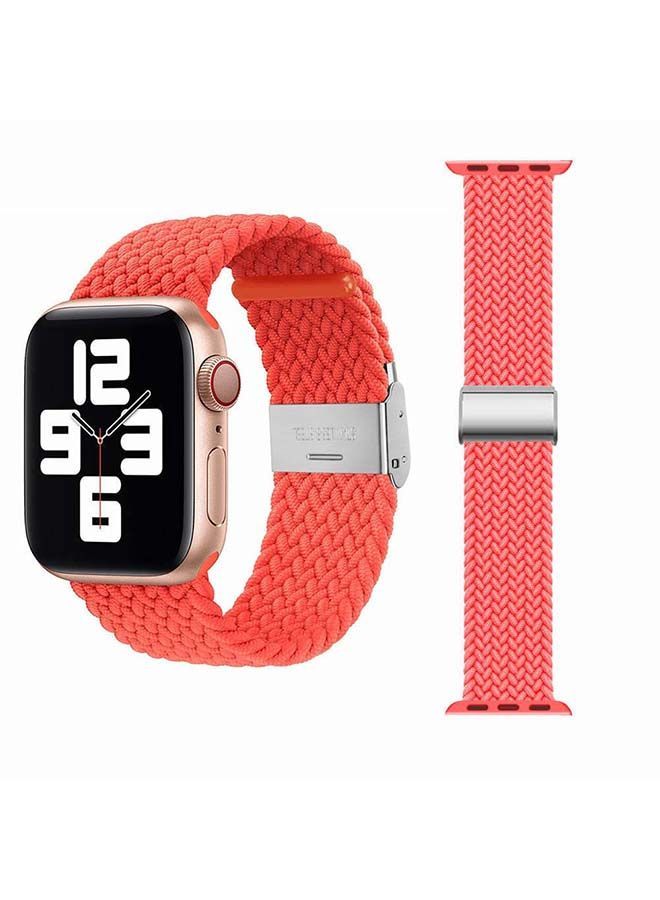 NIBEMINENT Adjustable Braided Solo Loop Band For Apple Watch Series 6/SE/5/4/3/2/1 Electric Orange  - Image 1