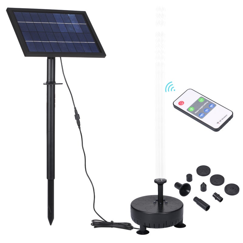 10V/8W Solar Powered Fountain Pump Water Pump with Adjustable Solar Panel DIY Birdbath Fountain Pump Outdoor Water Fountain Panel Kit for Fish Tank Small Pond Garden Patio Lawn Pool - Image 1