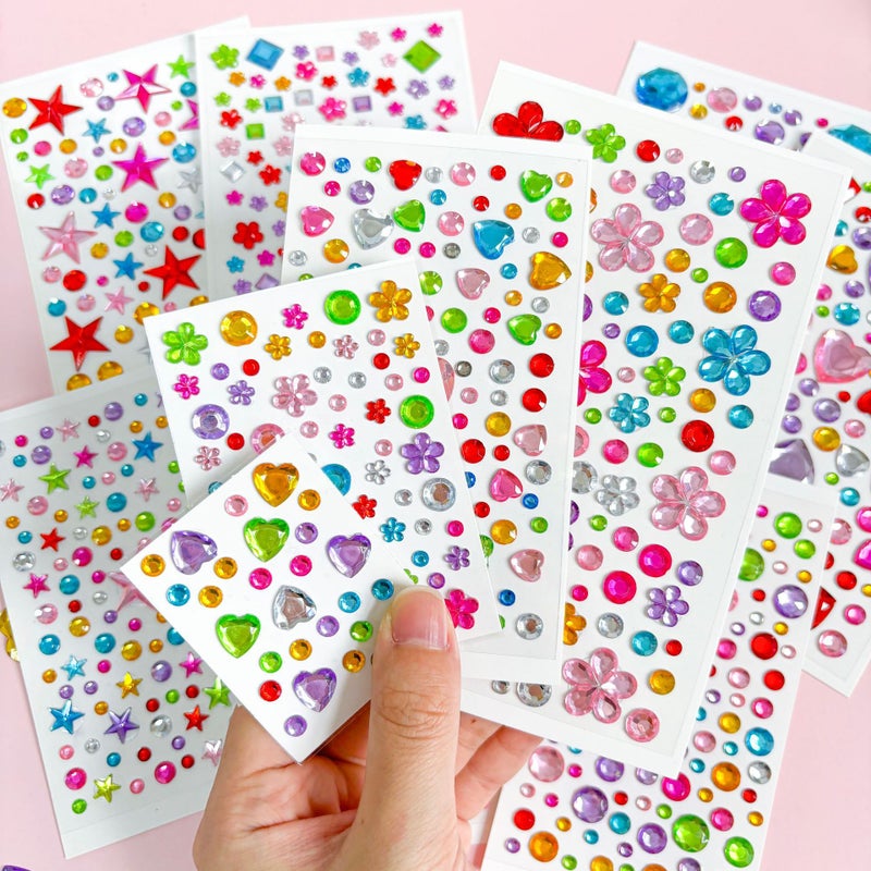 Gem Stickers Rhinestones,Acrylic Gems Embellishment DIY Glitter Decorative Diamonds Small Stickers for Kids 1pc （7.5×13cm） - Image 2
