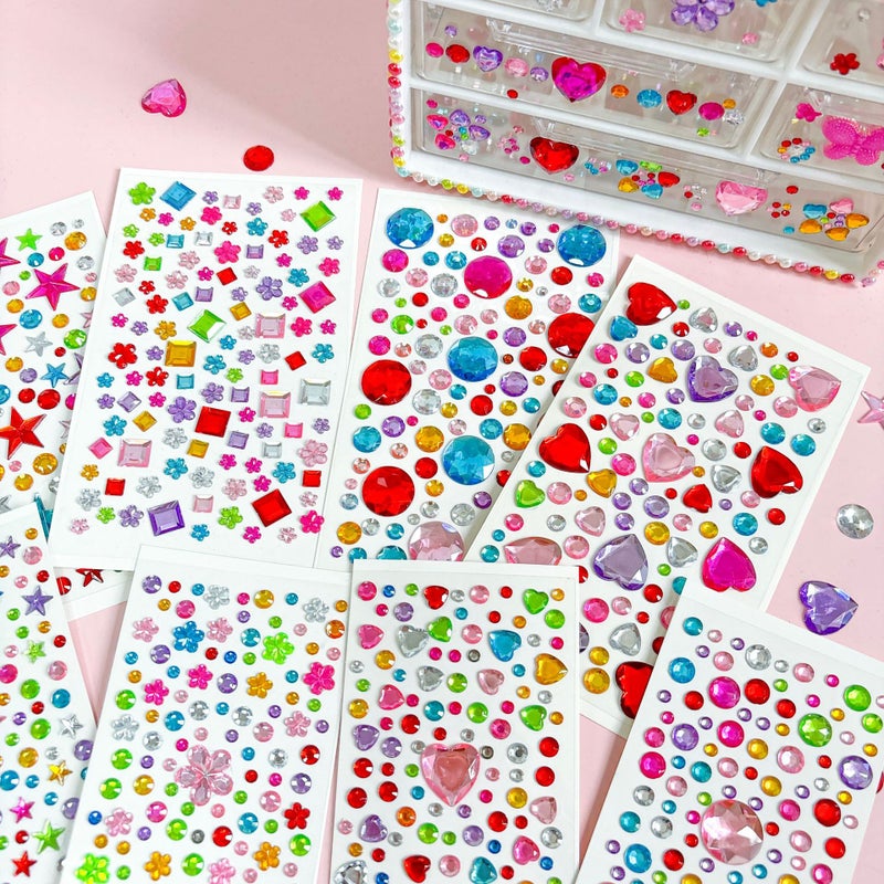 Gem Stickers Rhinestones,Acrylic Gems Embellishment DIY Glitter Decorative Diamonds Small Stickers for Kids 1pc （7.5×13cm） - Image 3