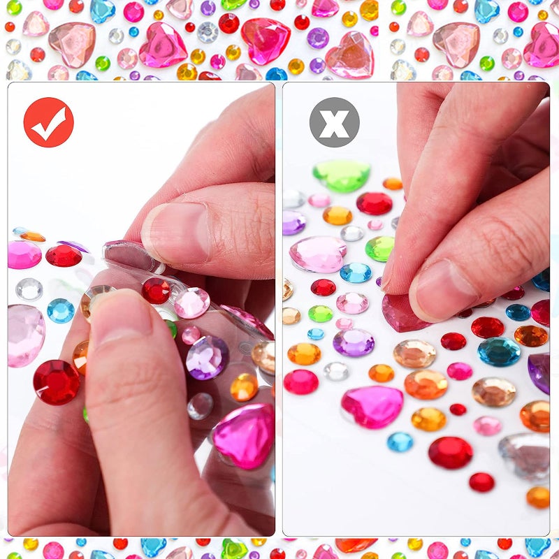Gem Stickers Rhinestones,Acrylic Gems Embellishment DIY Glitter Decorative Diamonds Small Stickers for Kids 1pc （7.5×13cm） - Image 5