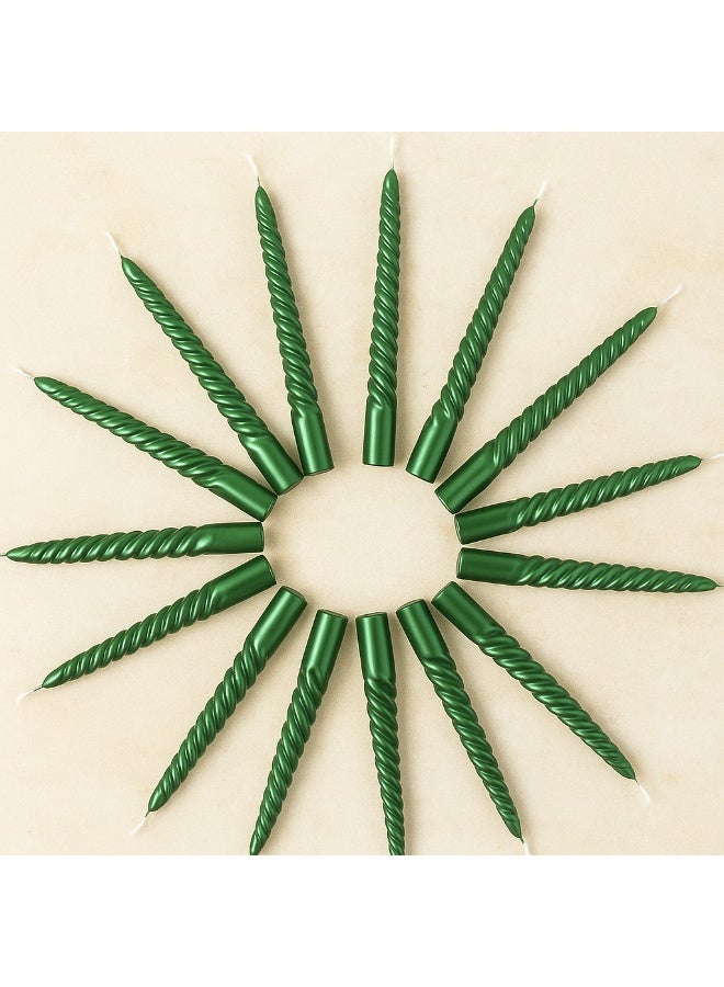 Home Care 12 قطعة شموع معدنية خضراء ملتوية أنيقة طويلة للزينة في عيد الميلاد، حفلات الزفاف، والديكور المنزلي - Image 5