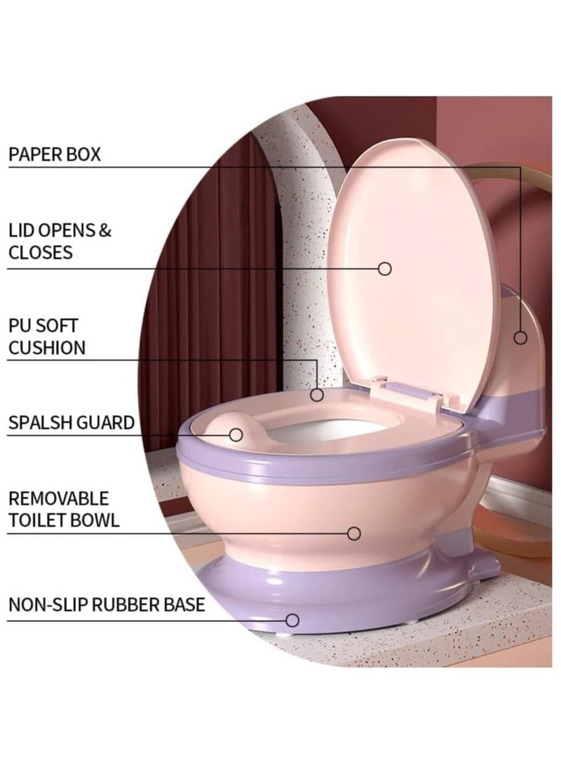 زاڤية مقعد مرحاض للتدريب على استخدام الحمام ، كرسي قعادة للأطفال الصغار مع مقعد ناعم وواقي من رذاذ الماء ، وعاء قعادة قابل للإزالة للأطفال الصغار والرضع والأطفال (وردي) - Image 2