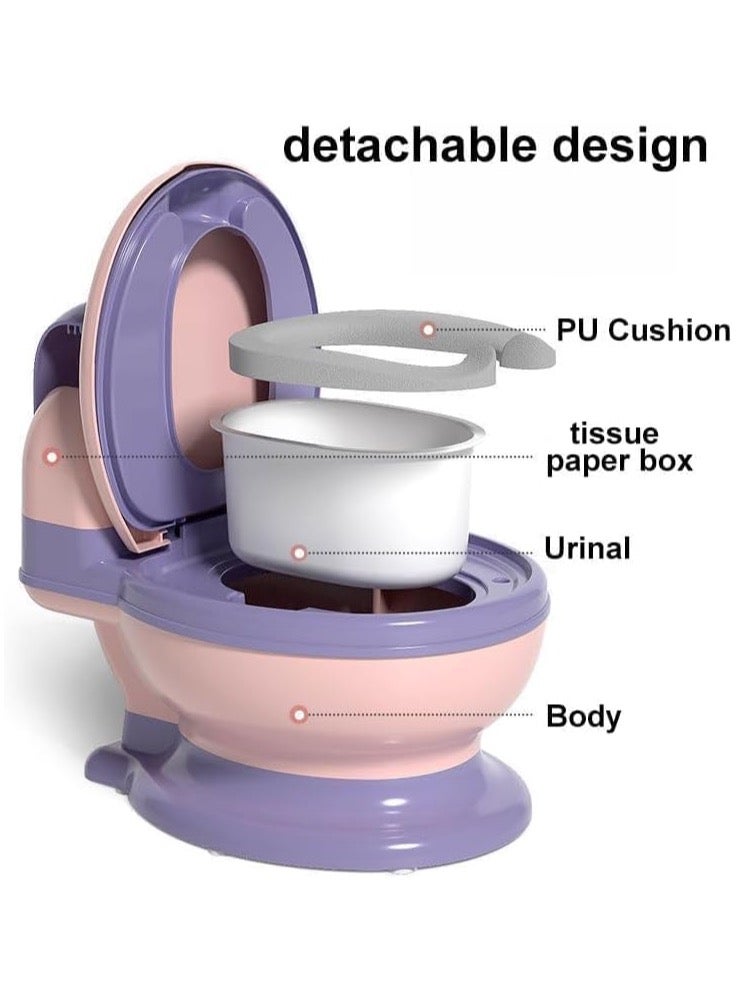 زاڤية مقعد مرحاض للتدريب على استخدام الحمام ، كرسي قعادة للأطفال الصغار مع مقعد ناعم وواقي من رذاذ الماء ، وعاء قعادة قابل للإزالة للأطفال الصغار والرضع والأطفال (وردي) - Image 3