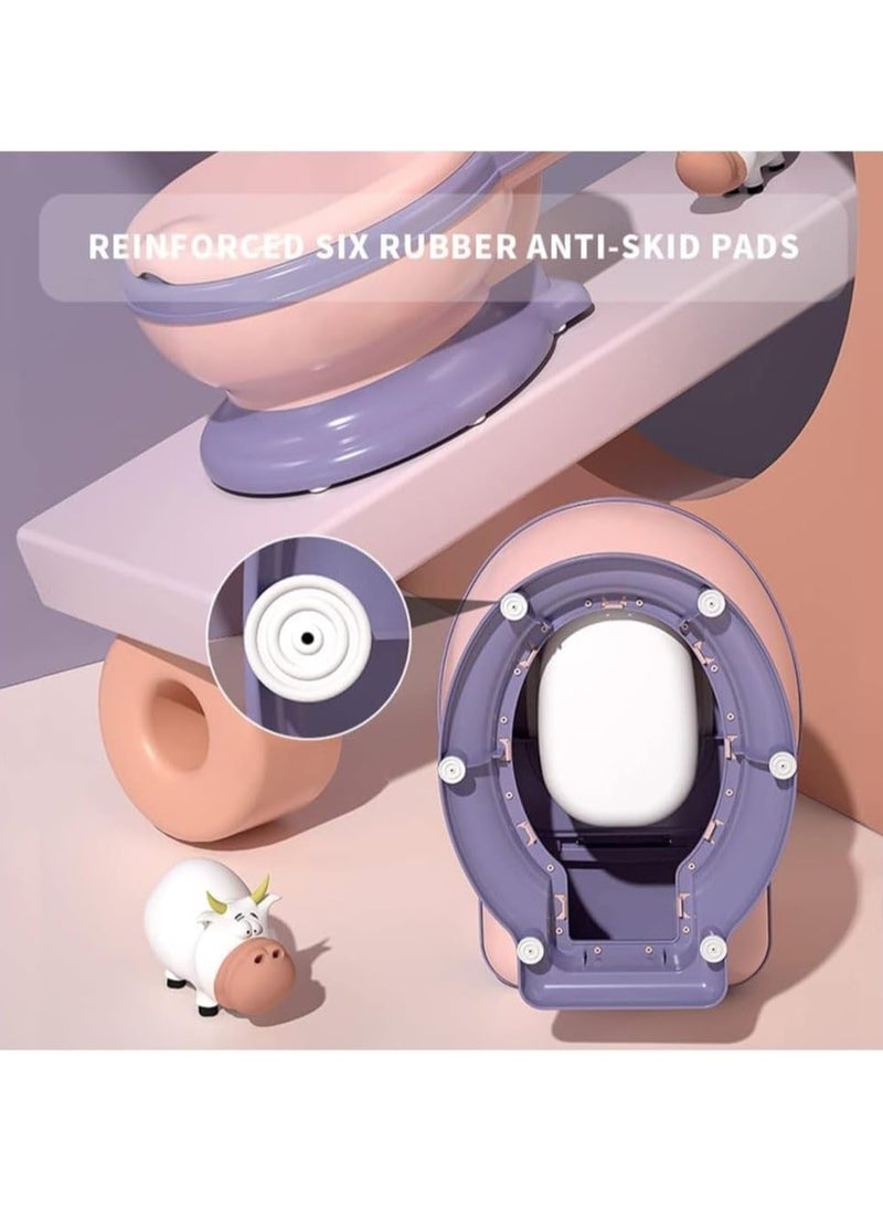 زاڤية مقعد مرحاض للتدريب على استخدام الحمام ، كرسي قعادة للأطفال الصغار مع مقعد ناعم وواقي من رذاذ الماء ، وعاء قعادة قابل للإزالة للأطفال الصغار والرضع والأطفال (وردي) - Image 5