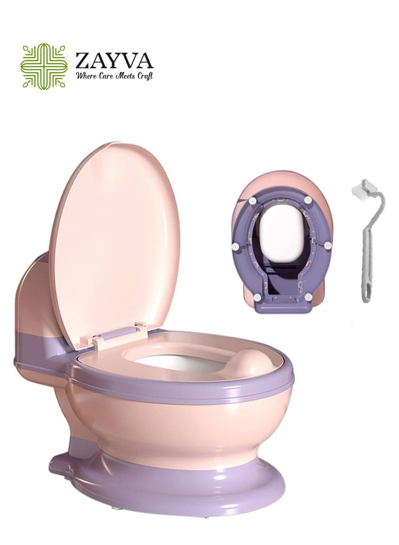 زاڤية مقعد مرحاض للتدريب على استخدام الحمام ، كرسي قعادة للأطفال الصغار مع مقعد ناعم وواقي من رذاذ الماء ، وعاء قعادة قابل للإزالة للأطفال الصغار والرضع والأطفال (وردي) - Image 1