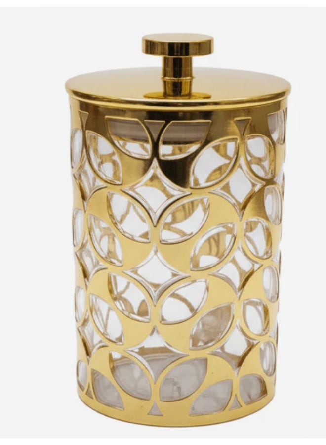 AKDC Luxury Round Airtight Acrylic Storage Canister with Transparent Body & Elegant Golden Design Lid – Kitchen Storage Jar, 800 ml - Image 1