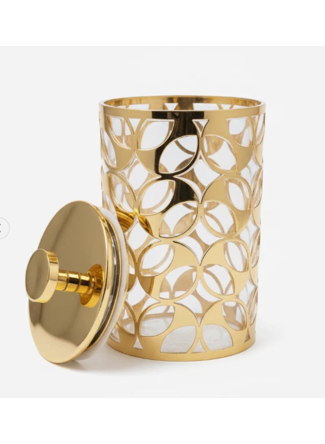 AKDC Luxury Round Airtight Acrylic Storage Canister with Transparent Body & Elegant Golden Design Lid – Kitchen Storage Jar, 800 ml - Image 3